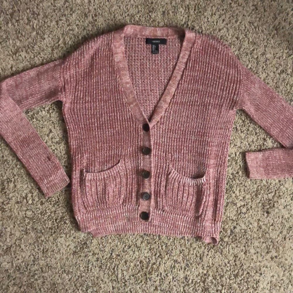 Forever 21 pink/white cardigan